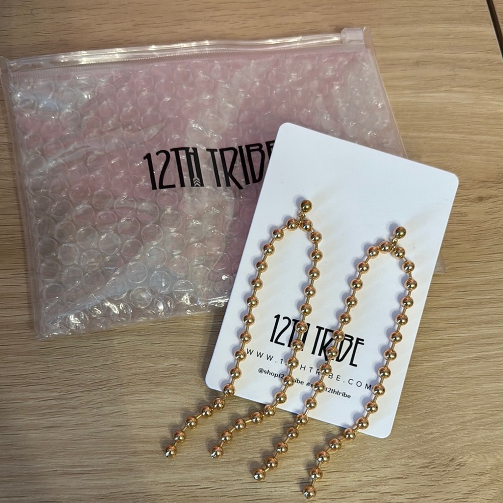 12th Tribe Gold Beaded Earrings
